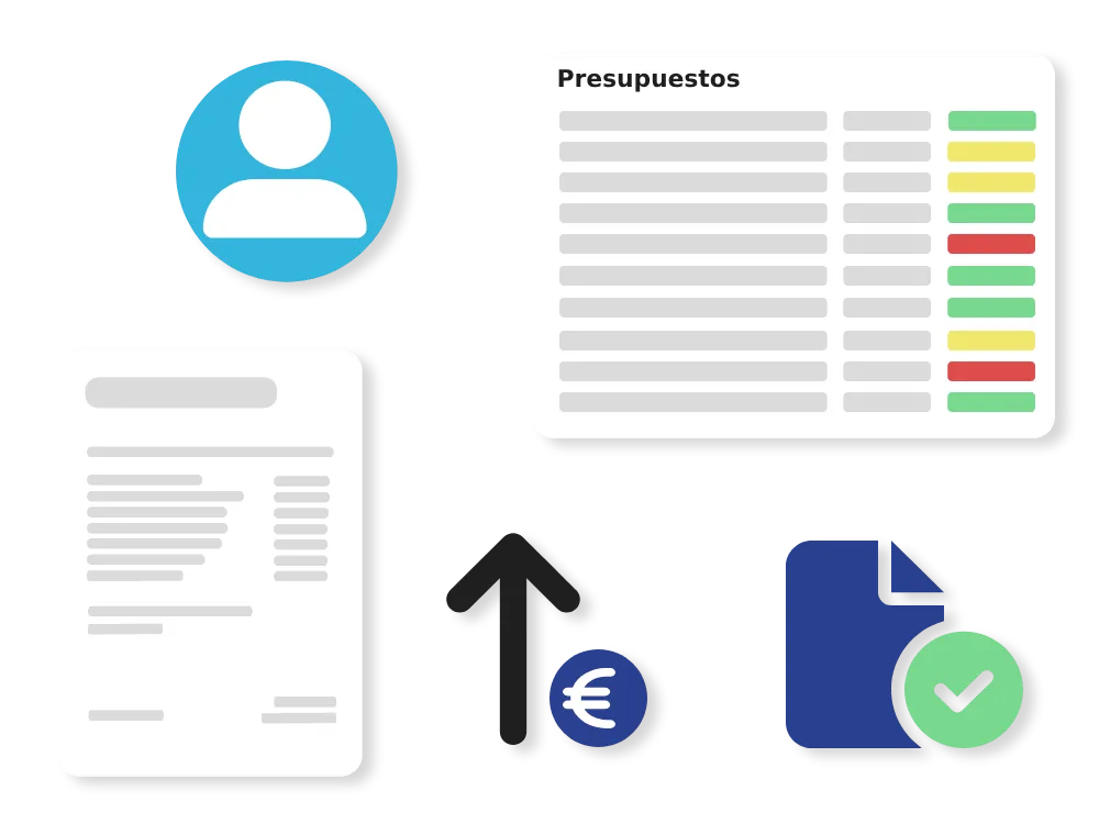 Ilustración que representa los presupuestos y la planificación de ventas