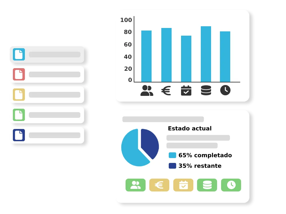 Ilustración de la optimización y análisis de proyectos