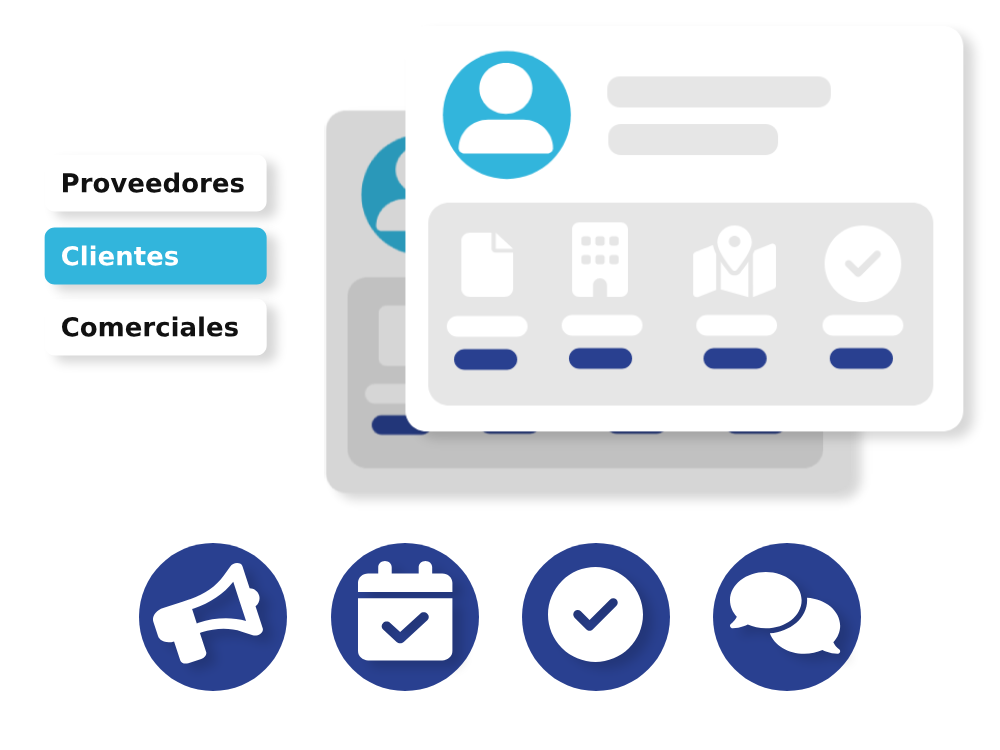 gráfico representativo de relaciones con clientes CRM