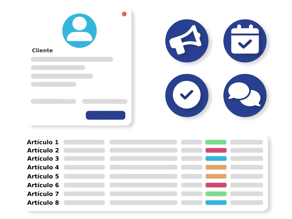 Pictogramas representativos de relaciones con clientes