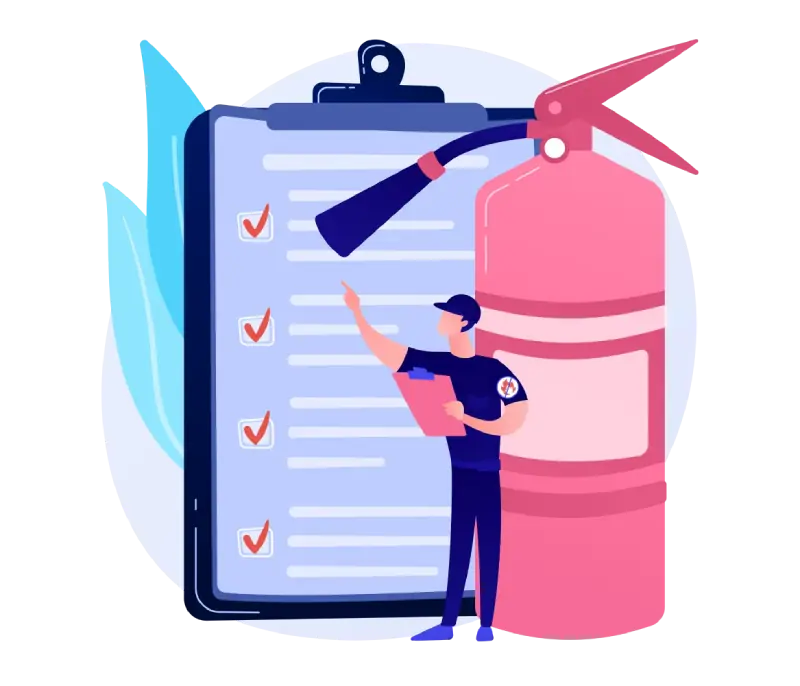 ilustración representativa de equipos de protección contra incendios (PCI)