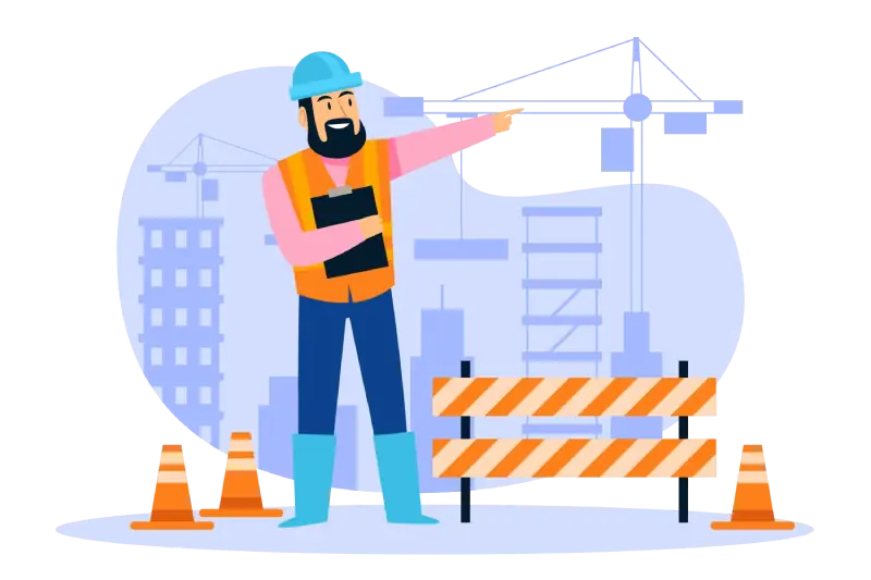 ilustración representativa de personal en obras